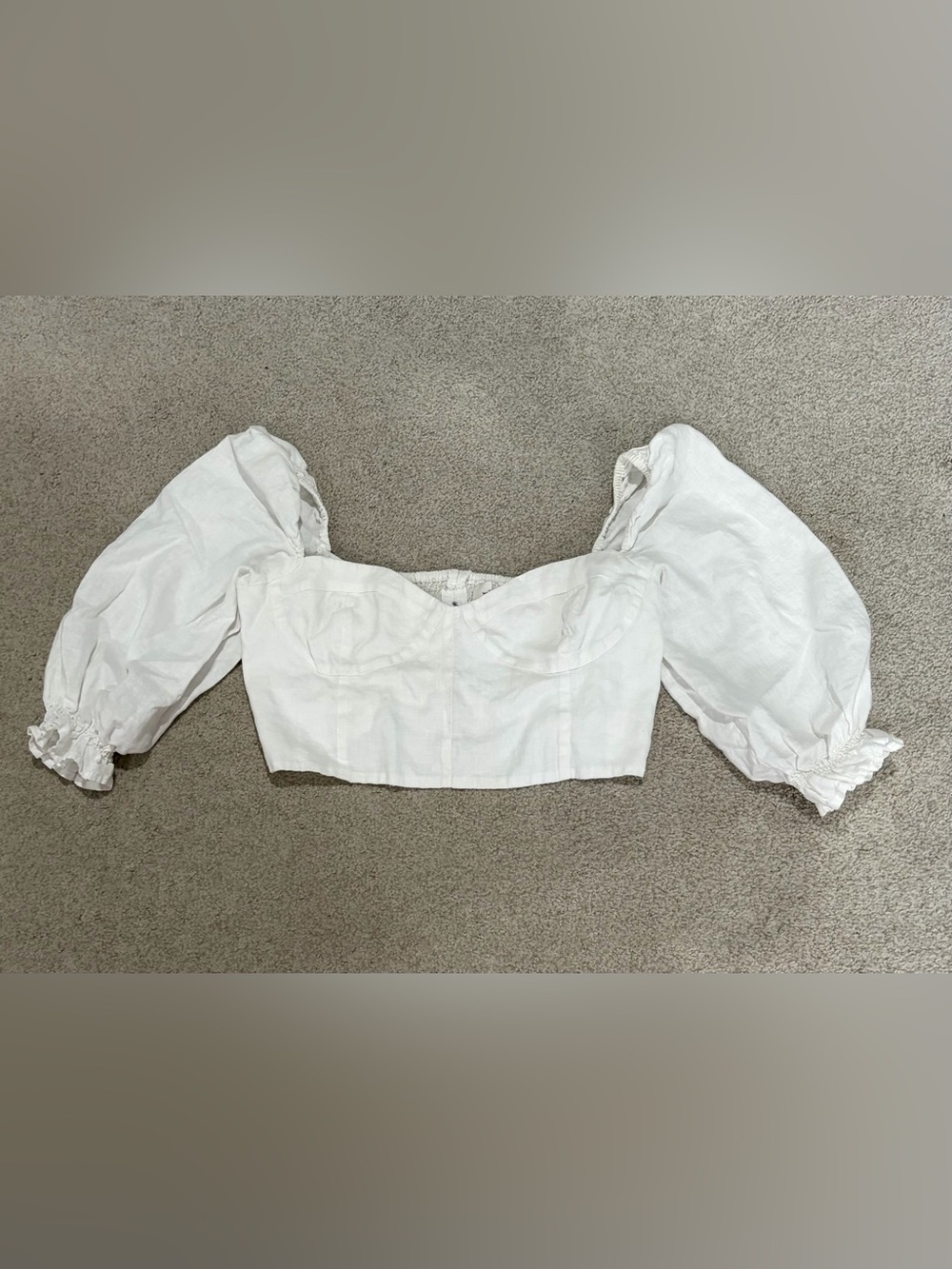 Aritzia Wilfred White Cropped Bustier Top, Women’s White Linen Size Medium